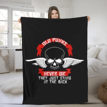 Discover Old Punks Never Die We Just Stand At The Back Punk Fleece Blankets