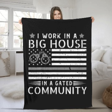 Discover Funny Correctional Officer Work American Flag Dist Fleece Blankets