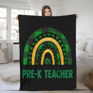 Discover One Lucky Pre-K Teacher Rainbow St Patricks Day Sh Fleece Blankets