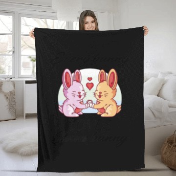 Discover Bunny Couple Love Heart Peace Lovers Easter Bunnie Fleece Blankets