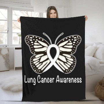 Discover Lung Cancer Butterfly Awareness Ribbon Fleece Blankets