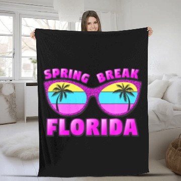 Discover Spring Break Florida Family Matching Girl Cool Ret Fleece Blankets