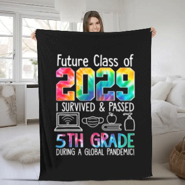Discover Colourful Class Of 2029 Fifth Grade Graduate Stude Fleece Blankets