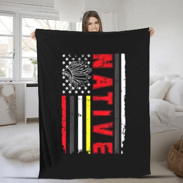 Discover Native American Day Vintage Flag USA Native Americ Fleece Blankets