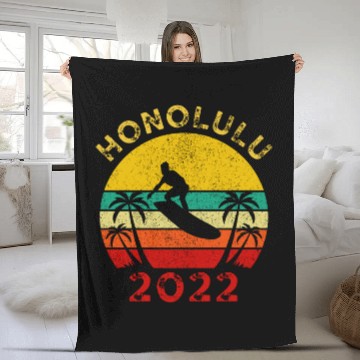Discover Honolulu Hawaii 2022 Summer Vacation Trip Sweat Fleece Blankets