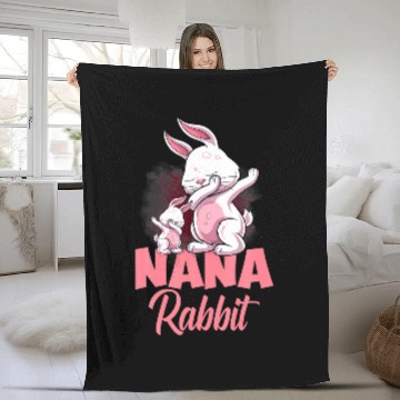 Discover Nana Rabbit Matching Family Easter Dab Grandma Fleece Blankets