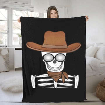 Discover Cowboy skeleton western country skull ghost polo Fleece Blankets