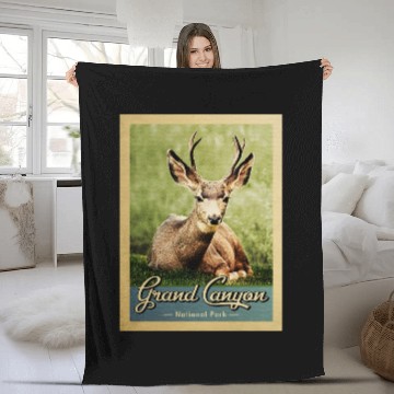 Discover Grand Canyon National Park Deer Vintage Fleece Blankets