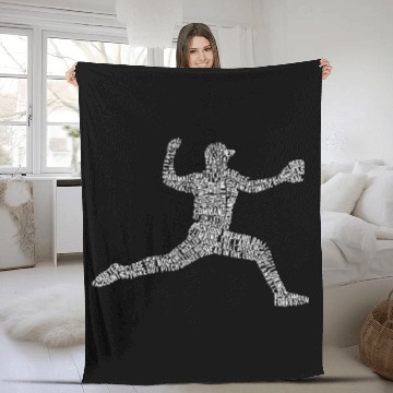 Discover Baseball Pitcher Word Art Fleece Blankets