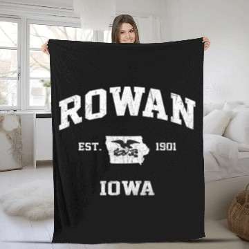 Discover Rowan Iowa IA Vintage State Athletic Style Fleece Blankets