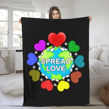 Discover Spread Love Around The World Cute Rainbow Hearts L Fleece Blankets
