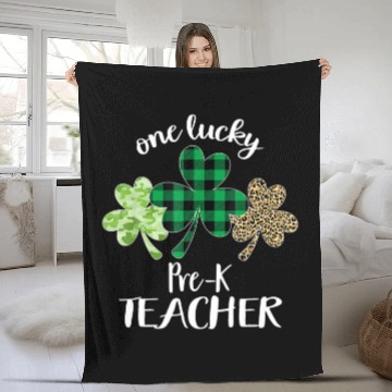 Discover One Lucky Pre-K Teacher St Patricks Day Shamrock Fleece Blankets
