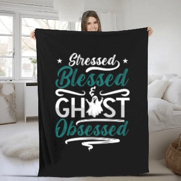 Discover Ghost Hunter Stressed Blessed Ghost Hunting Hunt Fleece Blankets