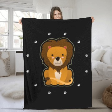 Discover Lion and Paw Prints Fleece Blankets