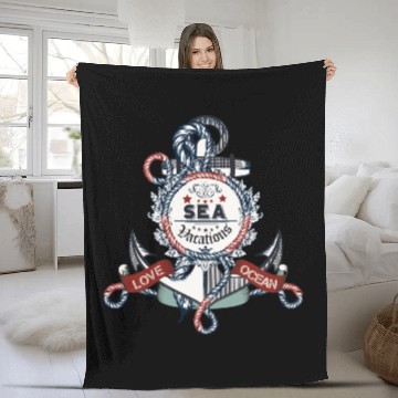 Discover Red & Navy Blue Anchor Fleece Blankets