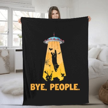 Discover UFO Bye People Funny Halloween Moon Pumpkin Black Fleece Blankets