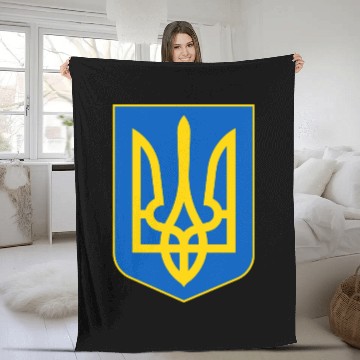 Discover Ukraine Trident Sweat Fleece Blankets