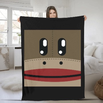 Discover Sock Monkey Face Products Fleece Blankets