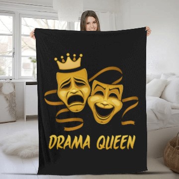 Discover Drama Queen Comedy And Tragedy Gold Theater Mask Fleece Blankets