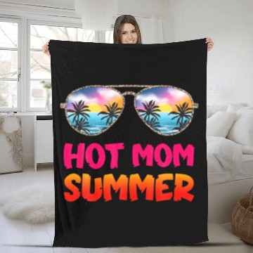 Discover Hot Mom Summer Beach Leopard Sunglasses Mother's D Fleece Blankets