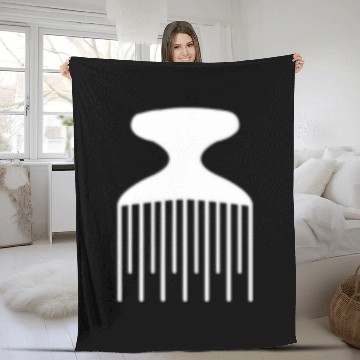 Discover White Afro Comb Pocket Position Simply Hair Pick C Fleece Blankets