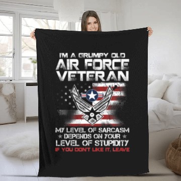 Discover Grumpy Old Air Force Veteran Proud Air Force Dad M Fleece Blankets