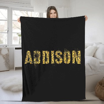 Discover First Name ADDISON Leopard Print Girl Cheetah Sist Fleece Blankets