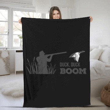 Discover Funny Duck Hunting: Duck Duck Boom T Fleece Blankets
