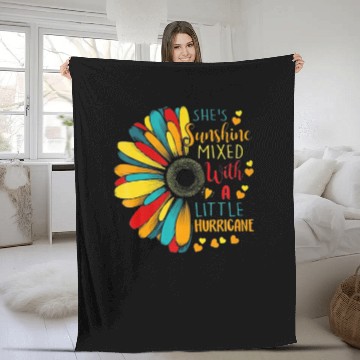 Discover She's Sunshine Mixed With A Little Hurricane Sunfl Fleece Blankets