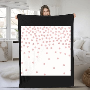 Discover girly rose gold glitter confetti polka dots Fleece Blankets