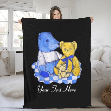 Discover blue check picnic cloth with teddy bears Fleece Blankets