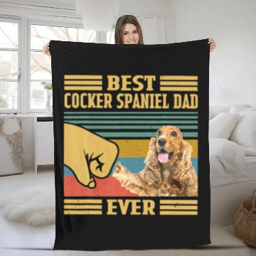 Discover Best English Cocker Spaniel Dad Ever Vintage Fathe Fleece Blankets