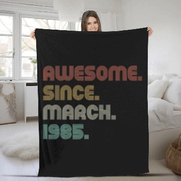 Discover Vintage Sunset Awesome Since March 1985 B-Day Part Fleece Blankets