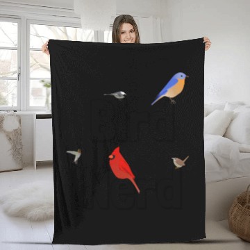 Discover Bird Nerd Cute Fleece Blankets