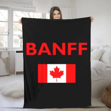Discover Banff Canada Canadian Flag Dark Color Polo Fleece Blankets