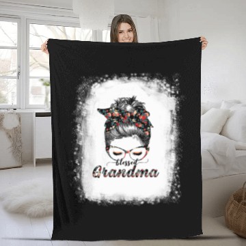 Discover Grandma Messy Bun Women Happy Easter, Mothe Fleece Blankets