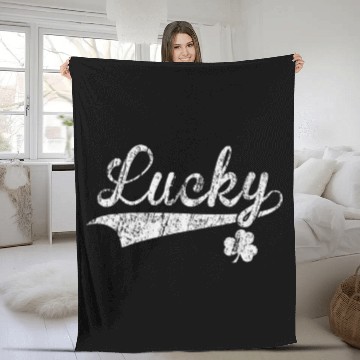 Discover Vintage Lucky Shamrock Green-Clover Boy Fleece Blankets