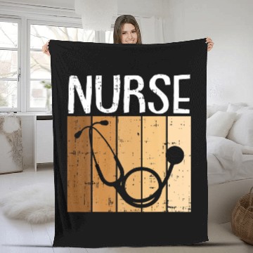 Discover Nurse Stethoscope Black History Month BLM Melanin Fleece Blankets