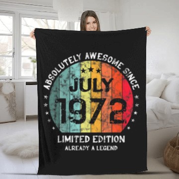 Discover 50Th Birthday Absolutely Awesome Since July 1972 V Fleece Blankets