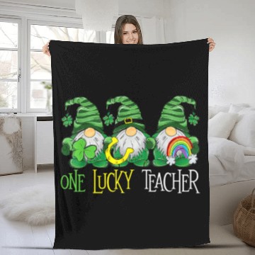 Discover One Lucky Gnomes Teacher - St Patricks Day Gnomes Fleece Blankets