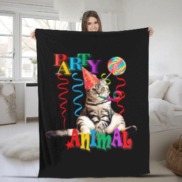 Discover Party Animal Cat Fleece Blankets