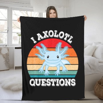 Discover I Axolotl Questions Cute Retro Axolotl Fleece Blankets
