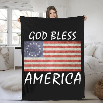 Discover Betsy Ross Flag god bless America t Fleece Blankets