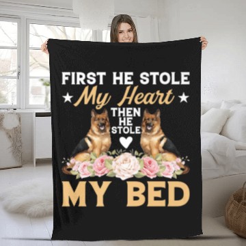 Discover German Shepherd First He Stole My Heart Funny Dog Fleece Blankets
