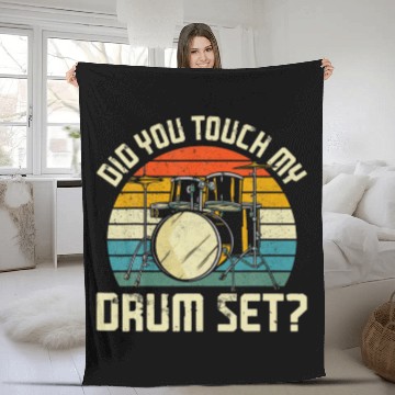 Discover Drummer Drum Set Vintage Retro Did You Touch My Dr Fleece Blankets