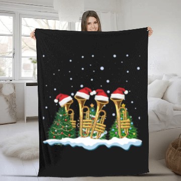 Discover Cute Trumpet Christmas Tree Gift Decor Xmas Fleece Blankets