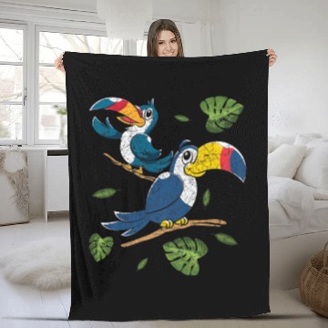 Discover Rainforest Bird Lover Tropical Summer Animal Lover Fleece Blankets