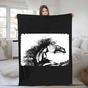 Discover Dramatic black stallion Fleece Blankets