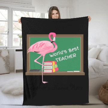 Discover World's Best Teacher Flamingo Fleece Blankets