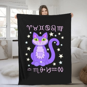 Discover Virgo Zodiac Cat Kitty Stars Astrology Fleece Blankets